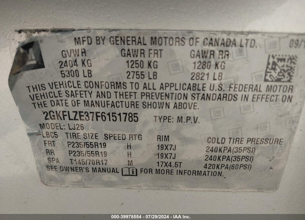 2015 GMC TERRAIN DENALI VIN: 2GKFLZE37F6151785