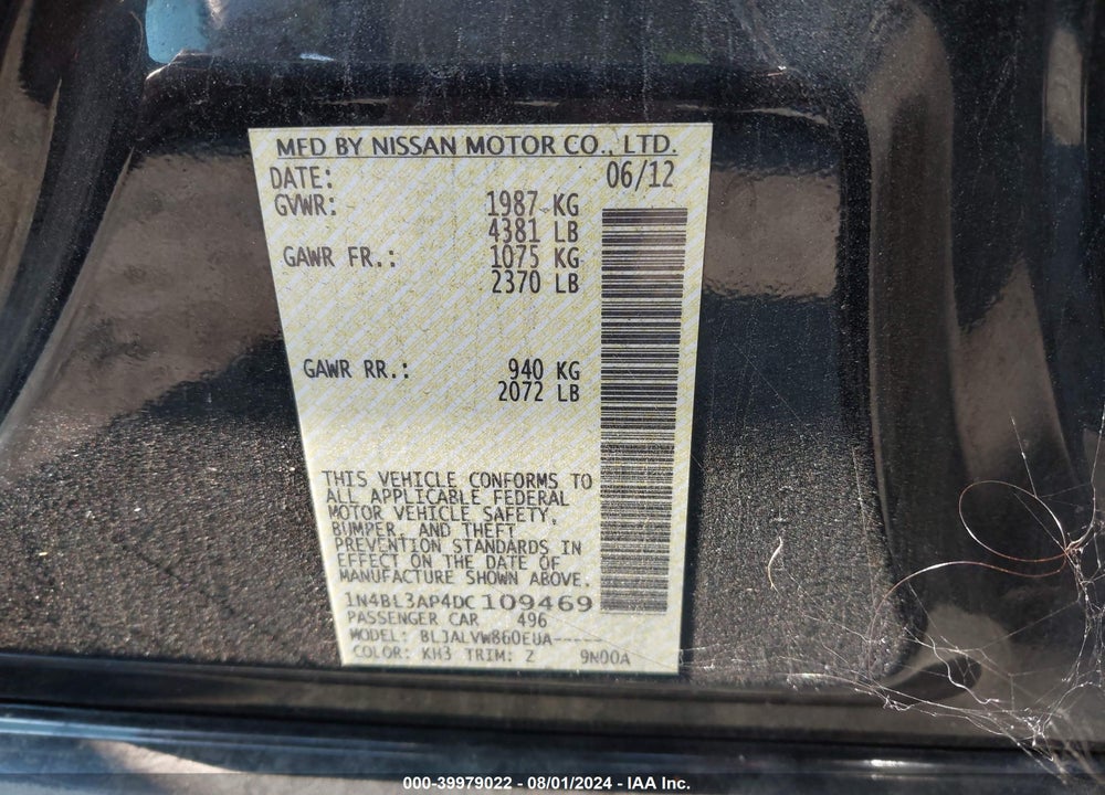 2013 NISSAN ALTIMA 3.5 SL VIN: 1N4BL3AP4DC109469