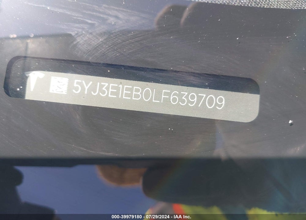 2020 TESLA MODEL 3 LONG RANGE DUAL MOTOR ALL-WHEEL DRIVE VIN: 5YJ3E1EB0LF639709