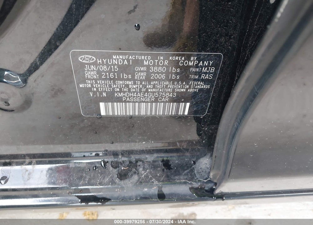 2016 HYUNDAI ELANTRA SE VIN: KMHDH4AE4GU575843