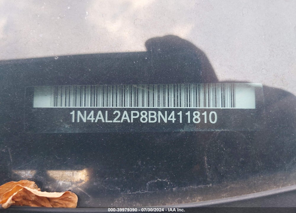 2011 NISSAN ALTIMA 2.5 S VIN: 1N4AL2AP8BN411810