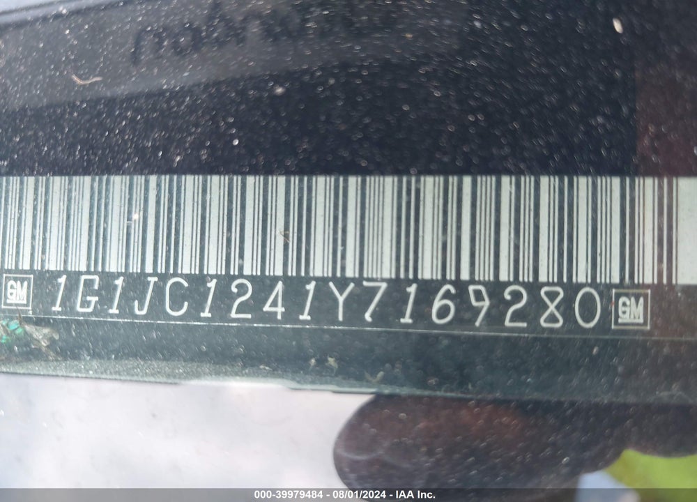 2000 CHEVROLET CAVALIER VIN: 1G1JC1241Y7169280