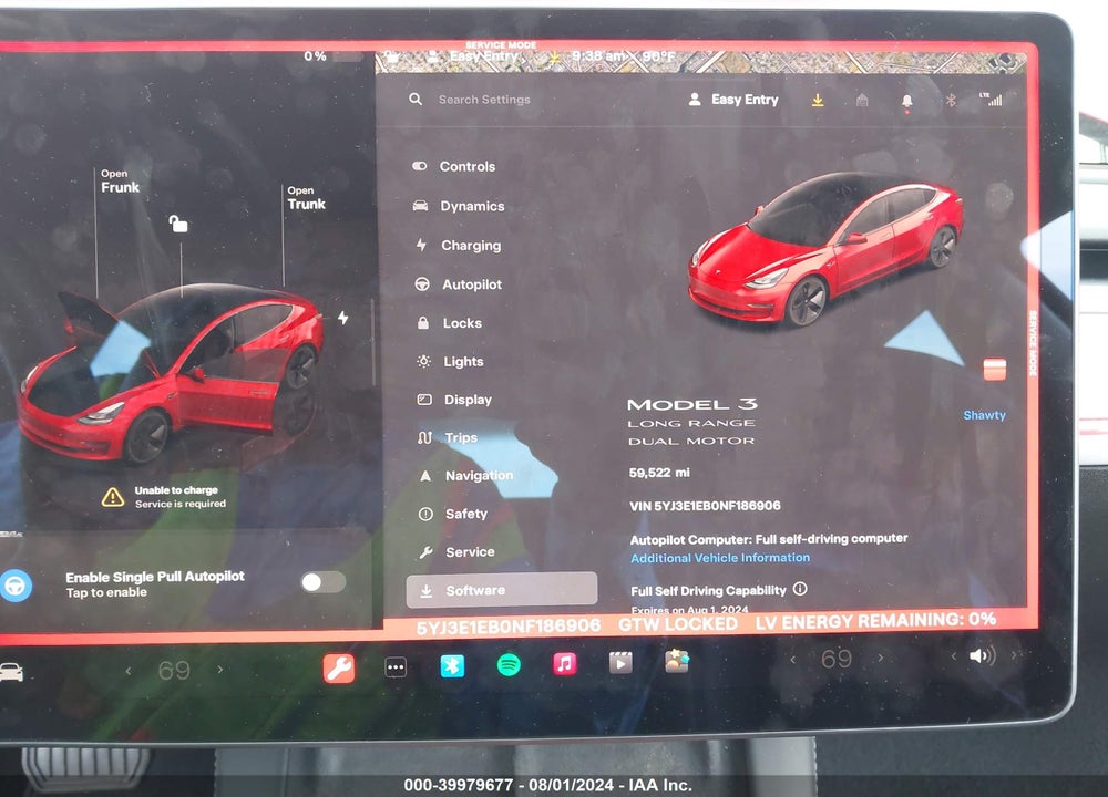 2022 TESLA MODEL 3 LONG RANGE DUAL MOTOR ALL-WHEEL DRIVE VIN: 5YJ3E1EB0NF186906