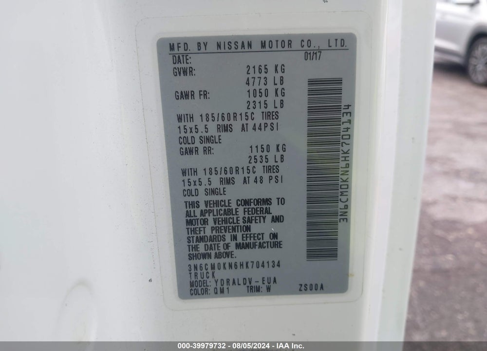 2017 NISSAN NV200 VIN: 3N6CM0KN6HK704134