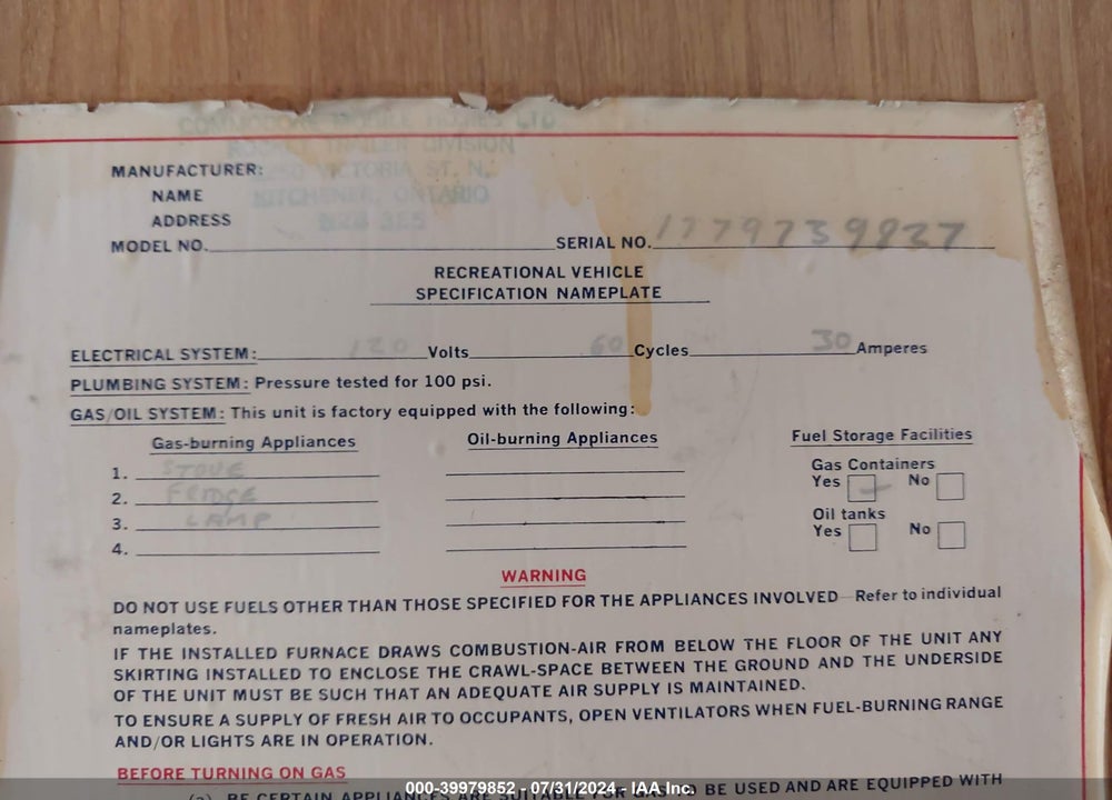 1973 TERRY --- VIN: 00000001779739827