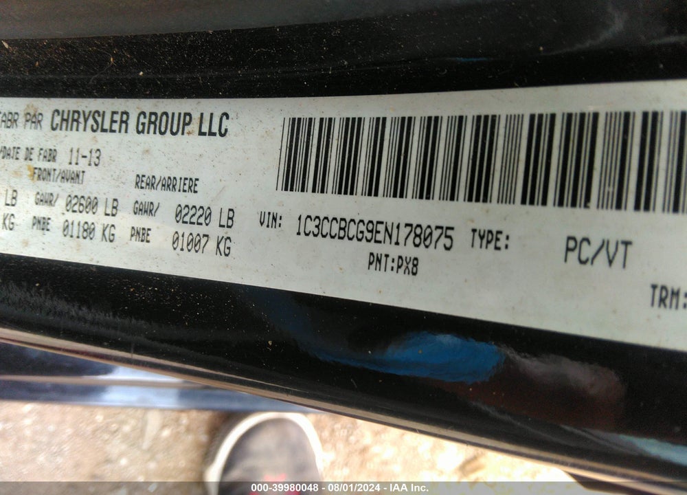 2014 CHRYSLER 200 LIMITED VIN: 1C3CCBCG9EN178075