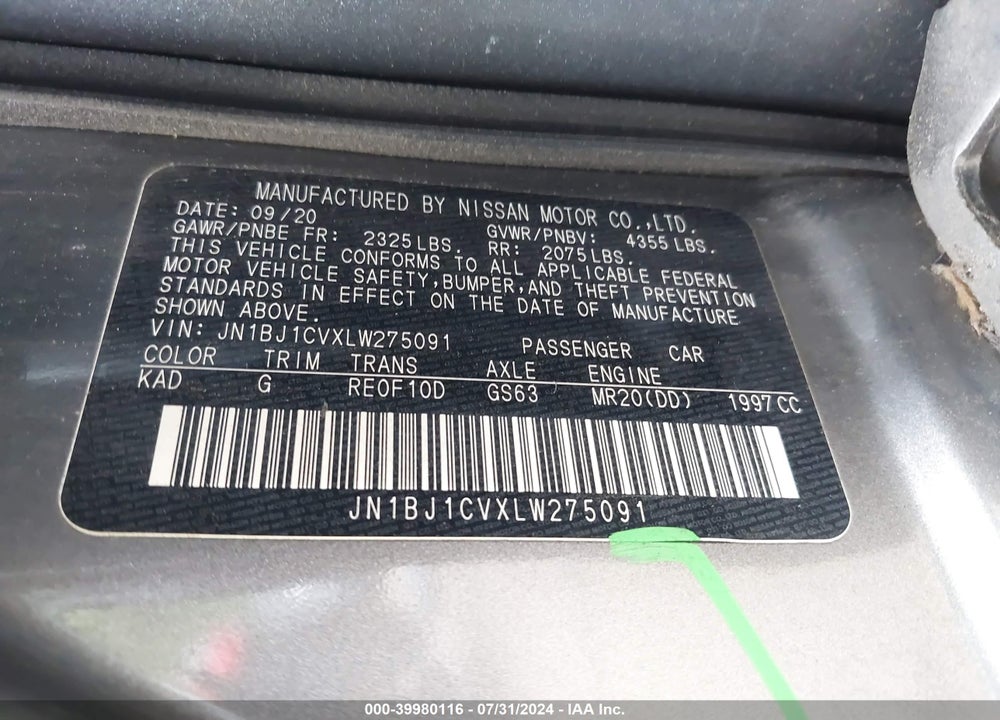 2020 NISSAN ROGUE SPORT VIN: JN1BJ1CVXLW275091