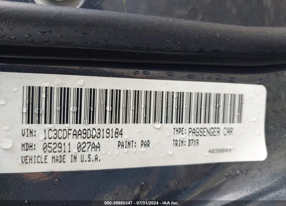 2013 DODGE DART SE VIN: 1C3CDFAA9DD319184