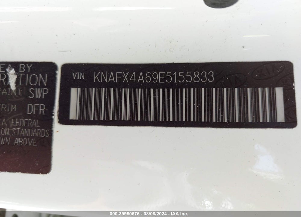 2014 KIA FORTE VIN: KNAFX4A69E5155833