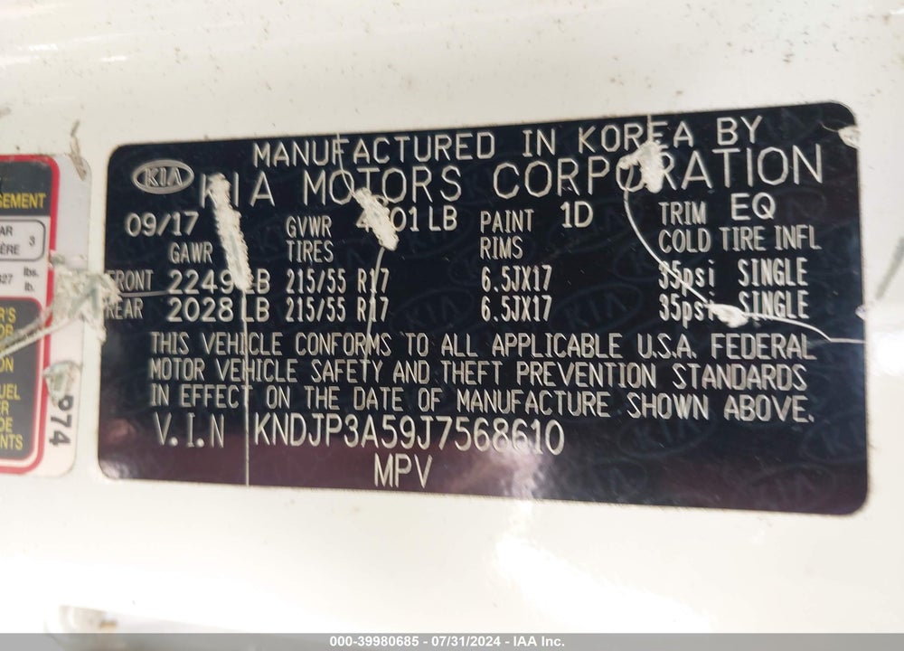 2018 KIA SOUL VIN: KNDJP3A59J7568610