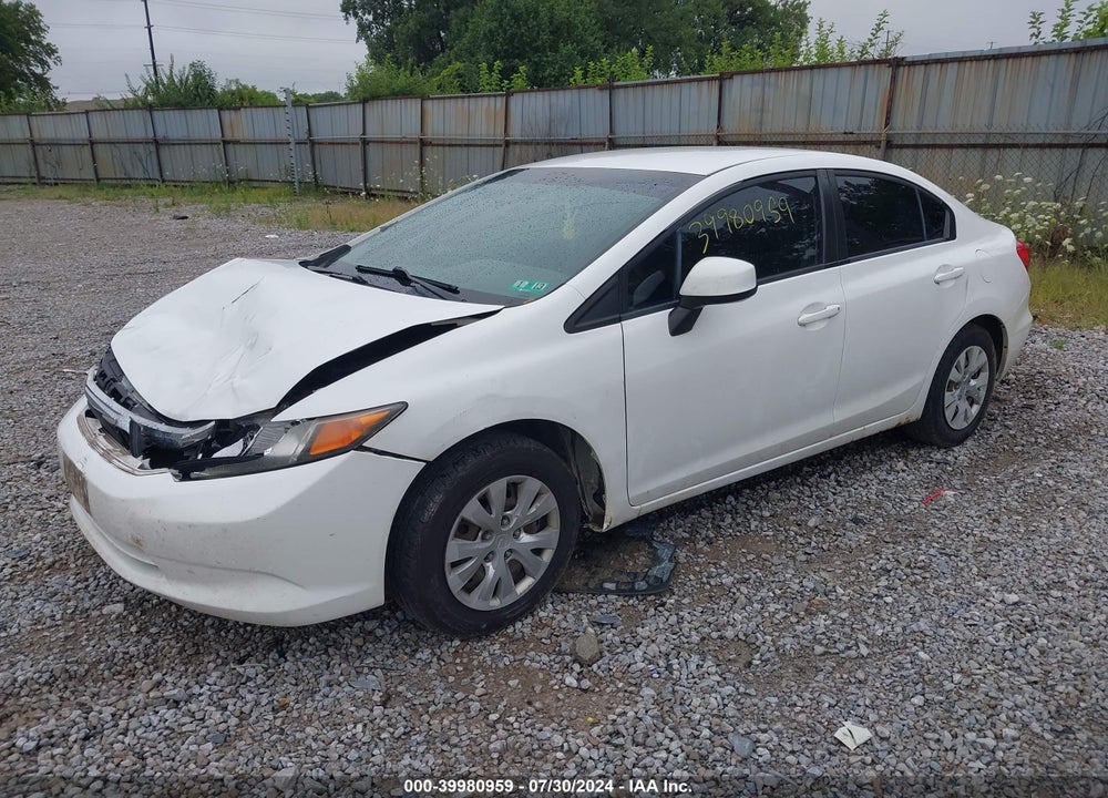 2012 HONDA CIVIC LX VIN: 19XFB2F57CE037285