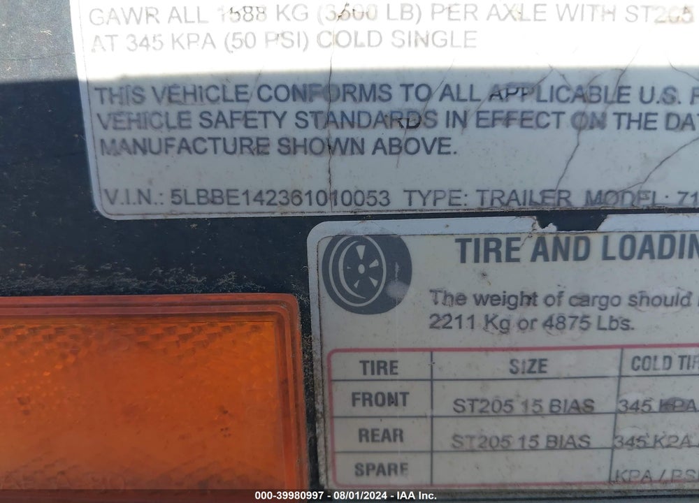 2006 C/S TRAILER OTHER VIN: 5LBBE142361010055