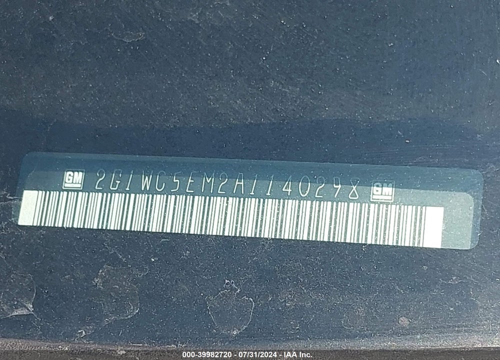 2010 CHEVROLET IMPALA LTZ VIN: 2G1WC5EM2A1140298