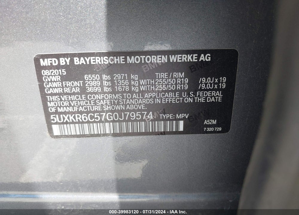 2016 BMW X5 XDRIVE50I VIN: 5UXKR6C57G0J79574