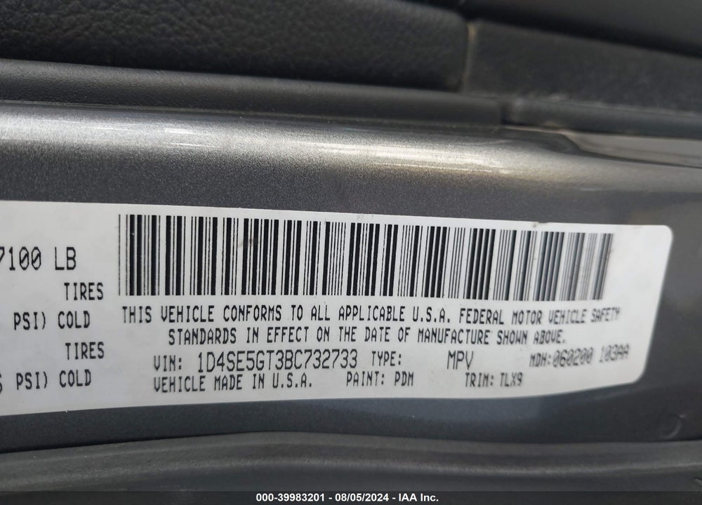 2011 DODGE DURANGO CITADEL VIN: 1D4SE5GT3BC732733