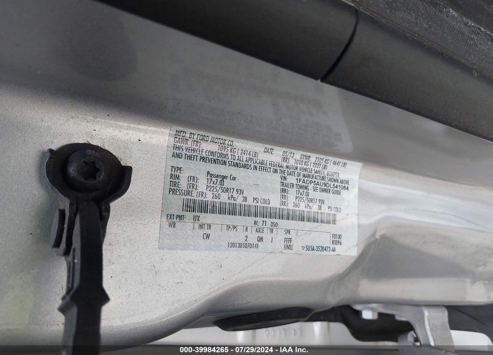 2013 FORD C-MAX HYBRID SE VIN: 1FADP5AU9DL541084