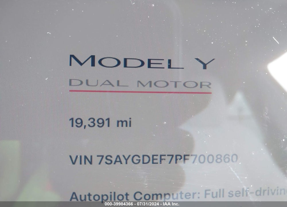 2023 TESLA MODEL Y AWD/PERFORMANCE DUAL MOTOR ALL-WHEEL DRIVE VIN: 7SAYGDEF7PF700860