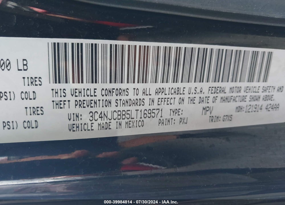 2020 JEEP COMPASS LATITUDE FWD VIN: 3C4NJCBB5LT169571