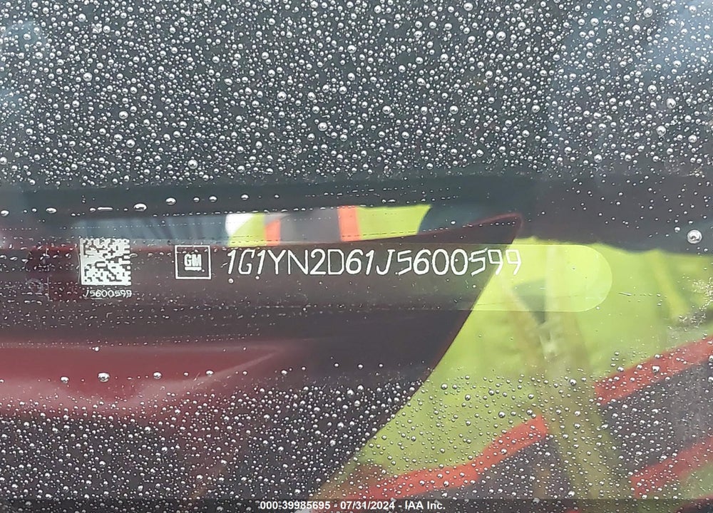 2018 CHEVROLET CORVETTE Z06 VIN: 1G1YN2D61J5600599