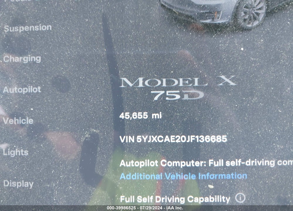 2018 TESLA MODEL X 100D/75D/P100D VIN: 5YJXCAE20JF136685