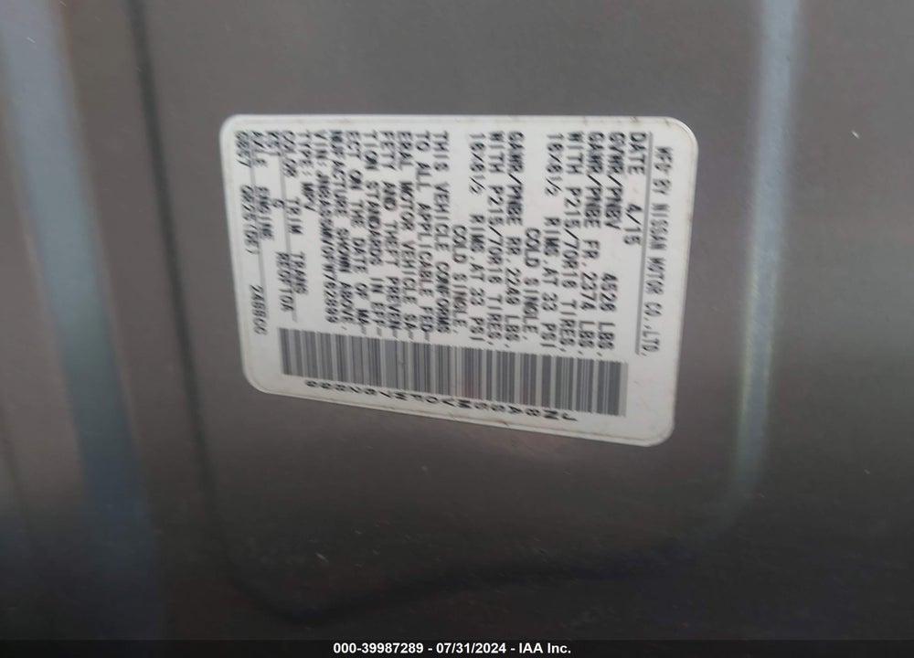2015 NISSAN ROGUE SELECT S VIN: JN8AS5MV0FW762899