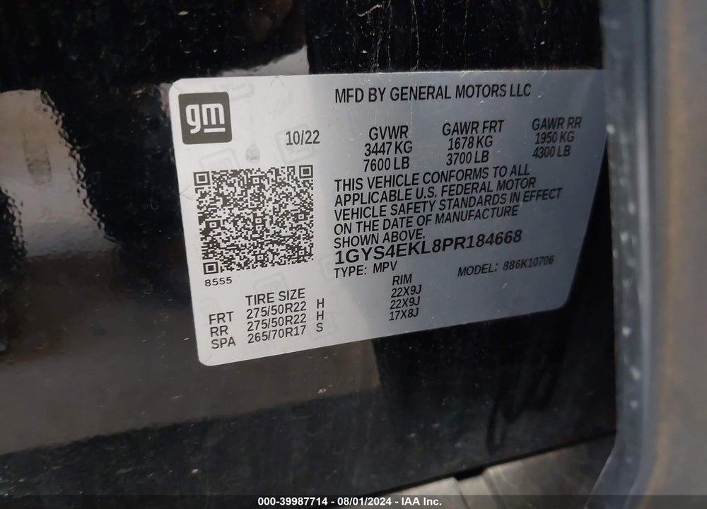 2023 CADILLAC ESCALADE 4WD SPORT VIN: 1GYS4EKL8PR184668