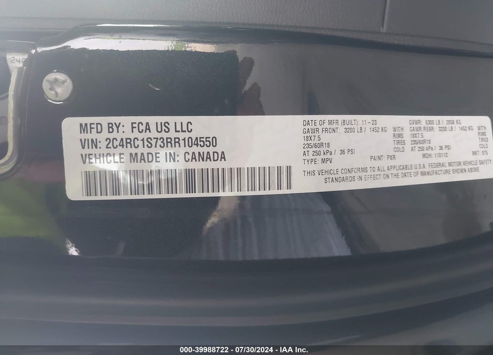 2024 CHRYSLER PACIFICA HYBRID PREMIUM S APPEARANCE PKG VIN: 2C4RC1S73RR104550