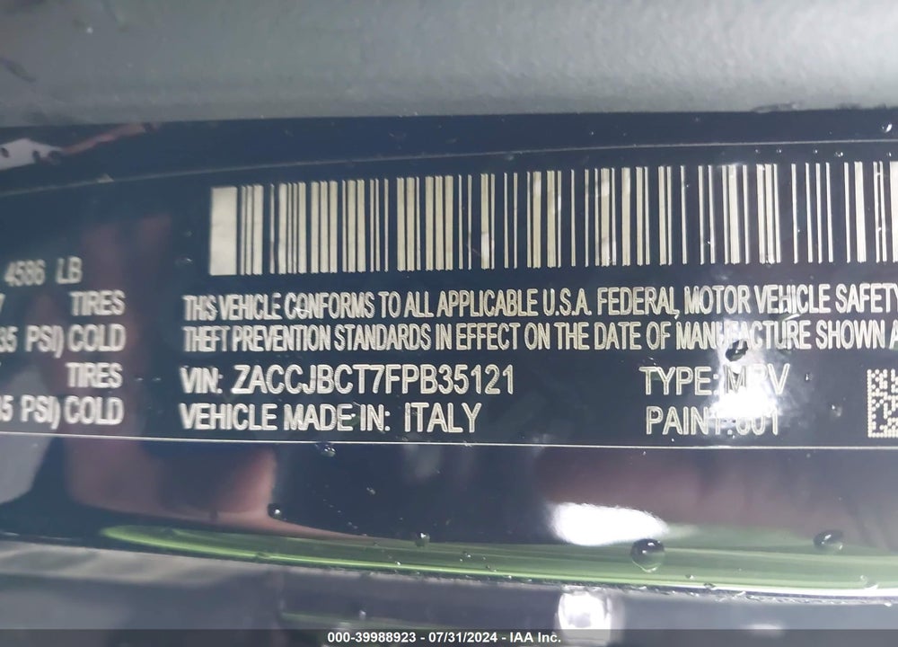 2015 JEEP RENEGADE VIN: ZACCJBCT7FPB35121
