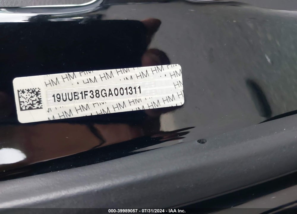 2016 ACURA TLX VIN: 19UUB1F38GA001311