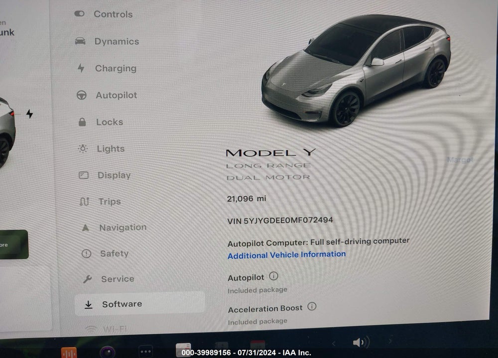 2021 TESLA MODEL Y LONG RANGE DUAL MOTOR ALL-WHEEL DRIVE VIN: 5YJYGDEE0MF072494