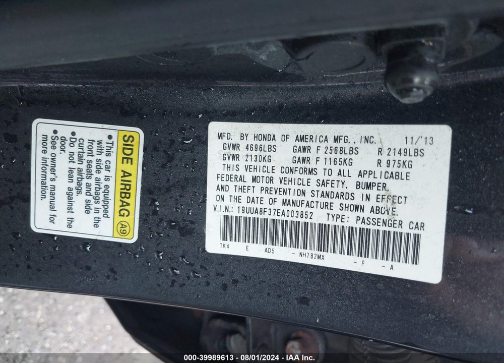 2014 ACURA TL 3.5 SPECIAL EDITION VIN: 19UUA8F37EA003852