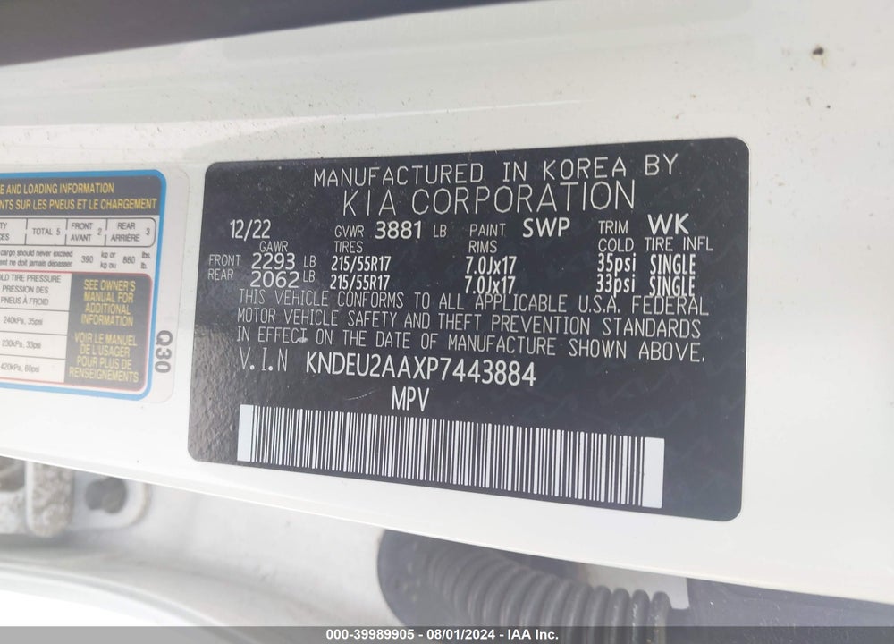 2023 KIA SELTOS S VIN: KNDEU2AAXP7443884