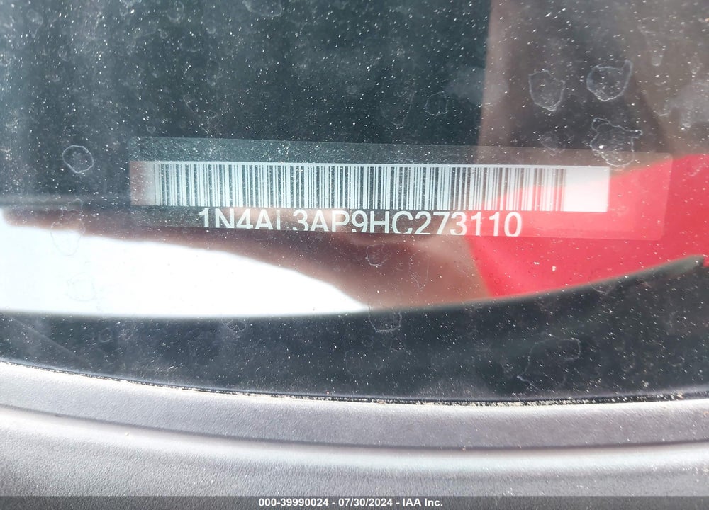 2017 NISSAN ALTIMA 2.5 SR VIN: 1N4AL3AP9HC273110