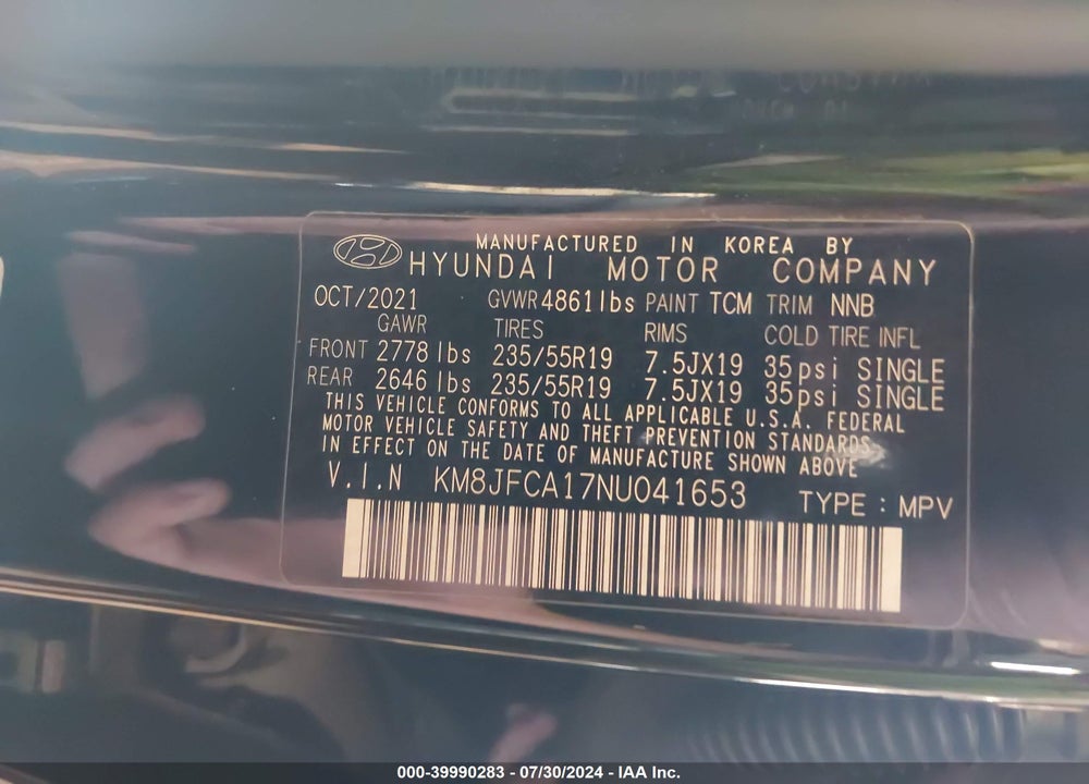 2022 HYUNDAI TUCSON HYBRID SEL CONVENIENCE VIN: KM8JFCA17NU041653