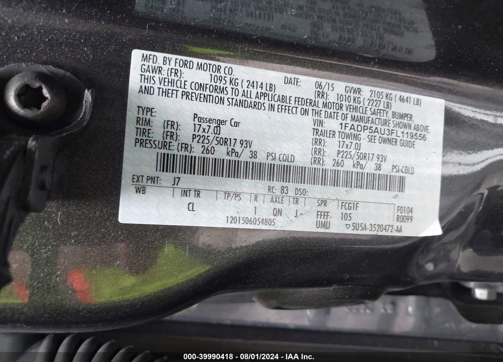 2015 FORD C-MAX HYBRID SE VIN: 1FADP5AU3FL119556