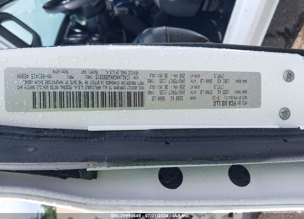 2019 JEEP WRANGLER / VIN: 1C4GJXAG0KW583315