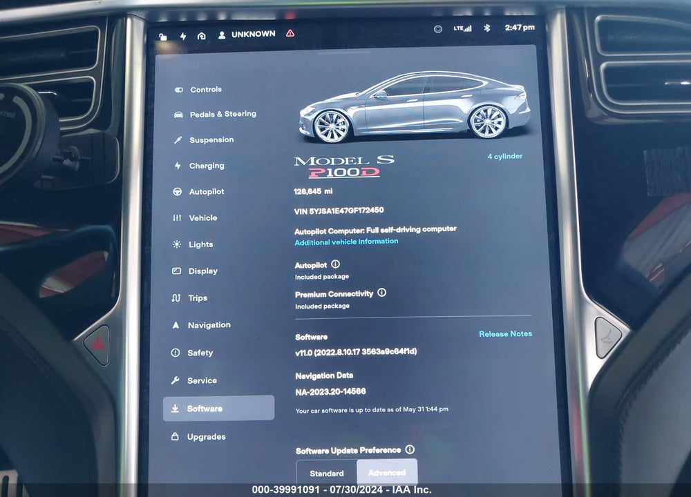 2016 TESLA MODEL S 90D/P100D/P85D/P90D VIN: 5YJSA1E47GF172450