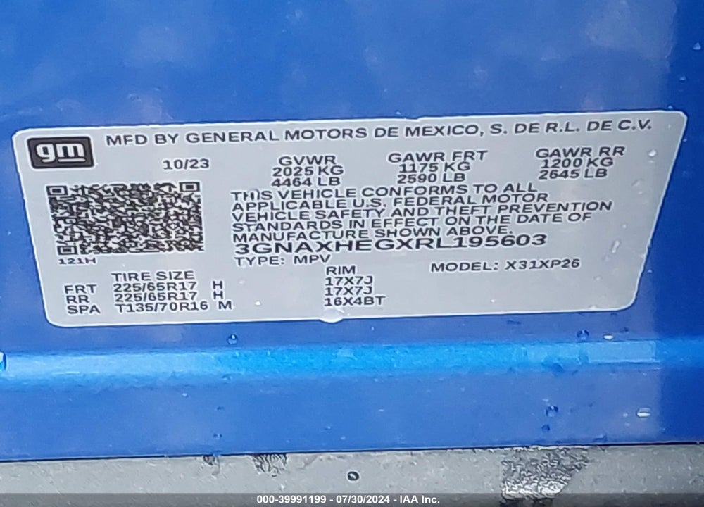 2024 CHEVROLET EQUINOX FWD LS VIN: 3GNAXHEGXRL195603
