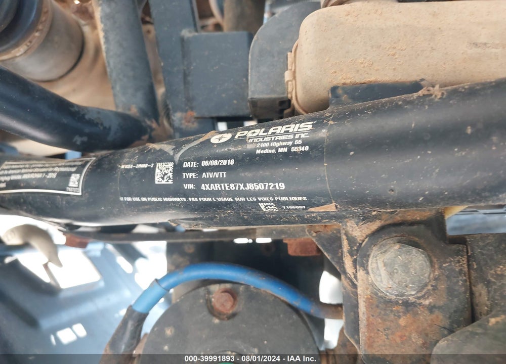 2018 POLARIS RANGER XP 900 EPS VIN: 4XARTE87XJ8507219