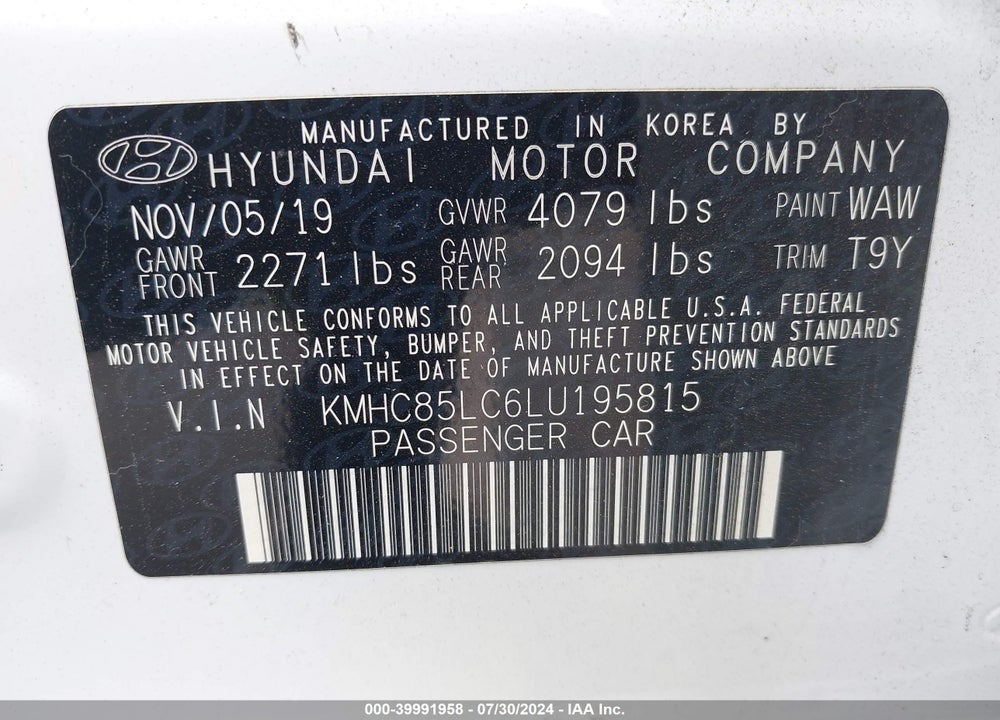 2020 HYUNDAI IONIQ HYBRID SEL VIN: KMHC85LC6LU195815