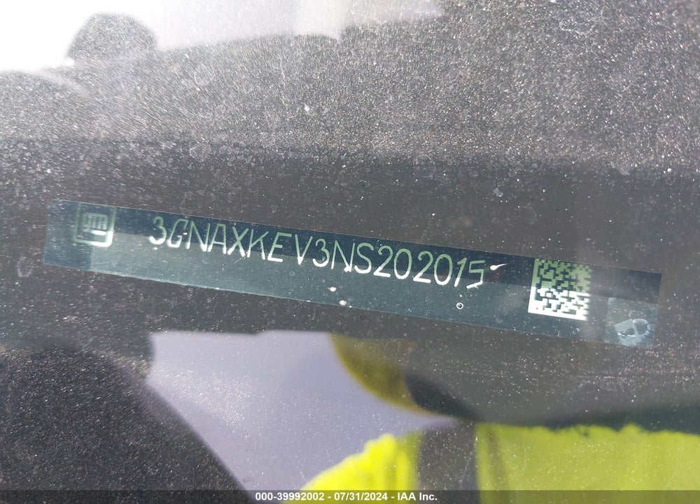 2022 CHEVROLET EQUINOX FWD LT VIN: 3GNAXKEV3NS202015