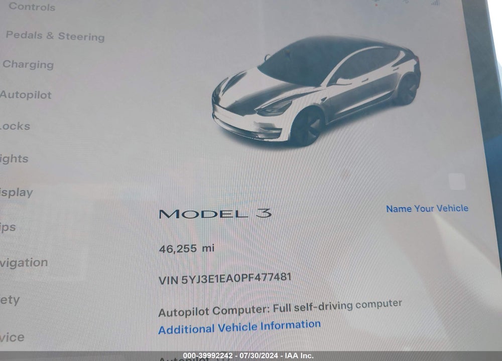 2023 TESLA MODEL 3 REAR-WHEEL DRIVE VIN: 5YJ3E1EA0PF477481
