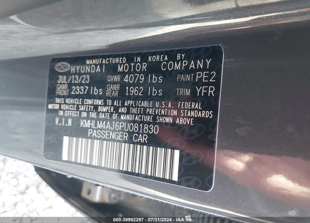 2023 HYUNDAI ELANTRA HYBRID BLUE VIN: KMHLM4AJ6PU081830