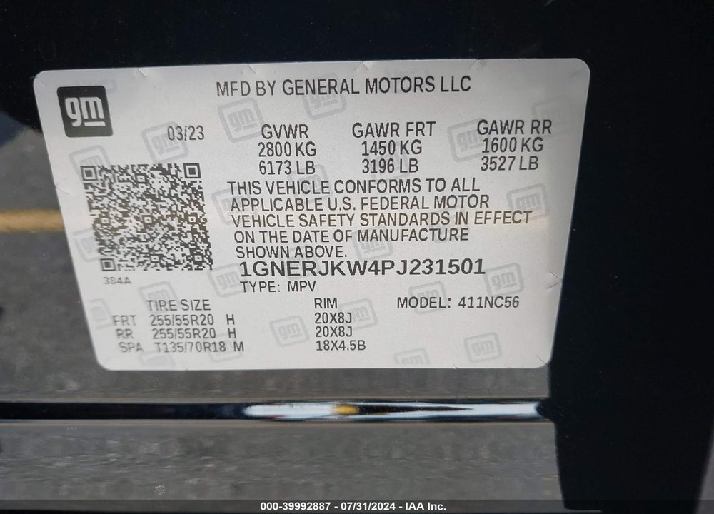 2023 CHEVROLET TRAVERSE FWD RS VIN: 1GNERJKW4PJ231501