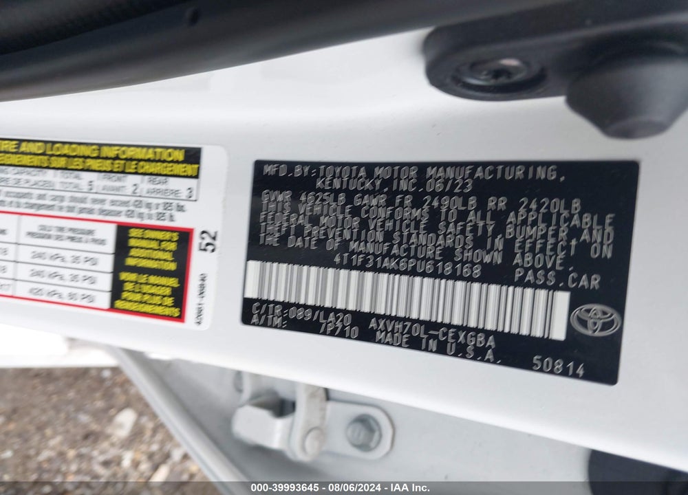 2023 TOYOTA CAMRY XLE HYBRID VIN: 4T1F31AK6PU618168