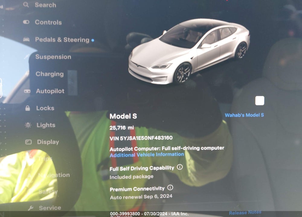 2022 TESLA MODEL S DUAL MOTOR ALL-WHEEL DRIVE VIN: 5YJSA1E50NF483160