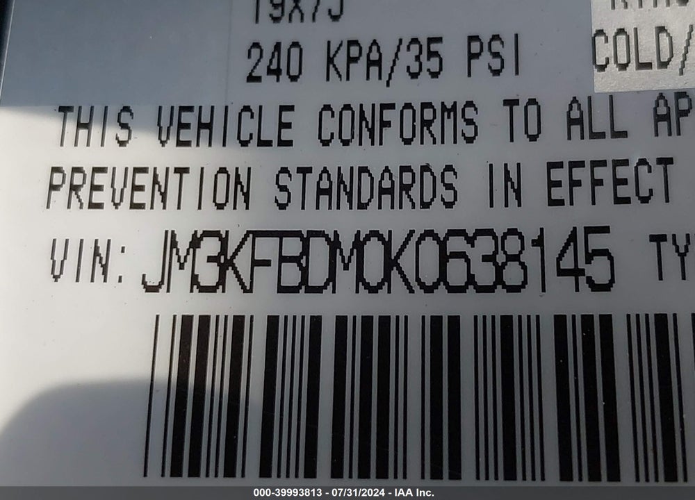 2019 MAZDA CX-5 GRAND TOURING VIN: JM3KFBDM0K0638145