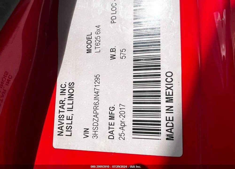 2018 INTERNATIONAL LT VIN: 3HSDZAPR6JN471295