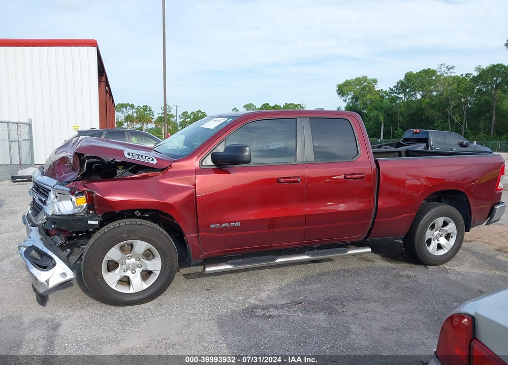 2021 RAM 1500 BIG HORN QUAD CAB 4X2 6'4 BOX VIN: 1C6RREBT3MN712410