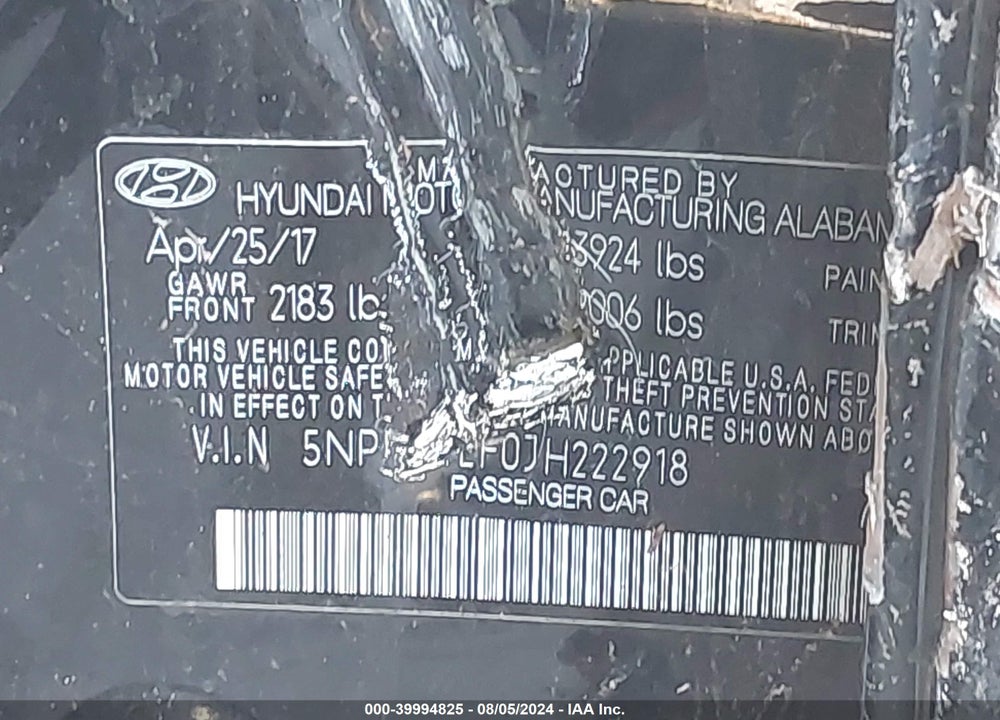 2018 HYUNDAI ELANTRA SE VIN: 5NPD74LF0JH222918